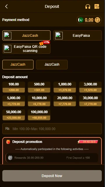 This pictures show the payment method of the app through wich we have to deposit or withdraw the money.