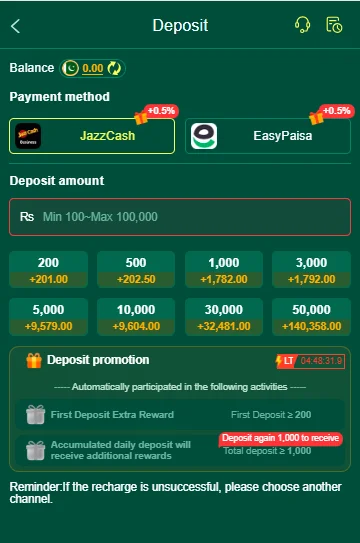 RC777 withdrawal and deposit options